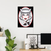 Katzen-Femme Fatale Poster (Heimbüro)