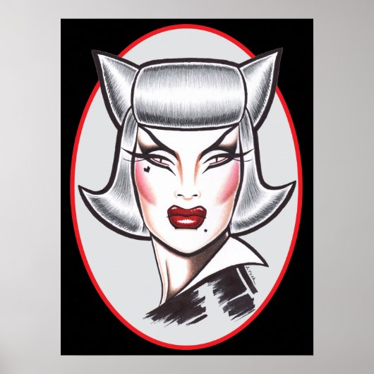 Katzen-Femme Fatale Poster (Vorne)