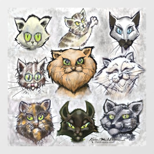 Katzen Fensteraufkleber (Blatt)