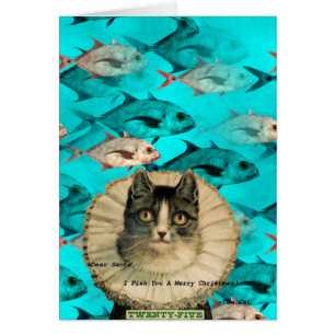 Katzen-Fische Sie Digital-Collagen-Weihnachten
