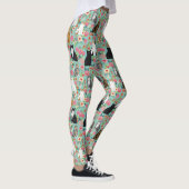 Katzen Florals minze Vintage Blumenzwiebeln Leggings (Rechts)