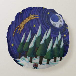 Katzen-Flug-Kissen Rundes Kissen