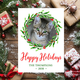 Katzen-Foto-Weihnachtskranz Feiertagskarte