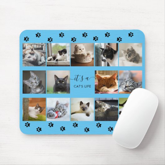 Katzen-FotoCollage mit Paw Prints Mouse Pad Mousepad (Mit Mouse)