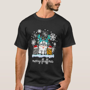 Katzen Frohe Fluffmas Funny Men Frauen Kinder Weih T-Shirt