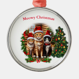 Katzen Frohe Weihnachten Ornament Aus Metall