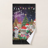 Katzen Frohe Weihnachtslicht Badhandtuch Set (Handtuch)