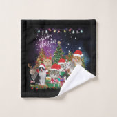 Katzen Frohe Weihnachtslicht Badhandtuch Set (Waschlappen)