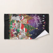 Katzen Frohe Weihnachtslicht Badhandtuch Set (Handtuch)