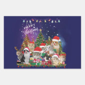 Katzen Frohe Weihnachtslicht Geschenkpapier Set (Vorderseite 3)