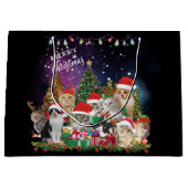 Katzen Frohe Weihnachtslicht Große Geschenktüte (Vorderseite)
