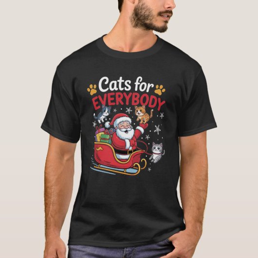 Katzen für alle Funny Ugly Christmas Cat Santa T-Shirt (Vorderseite)