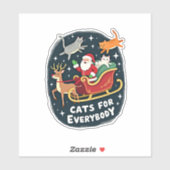 Katzen für alle Weihnachten Katze Funny Xmas Fraue Aufkleber (Blatt)