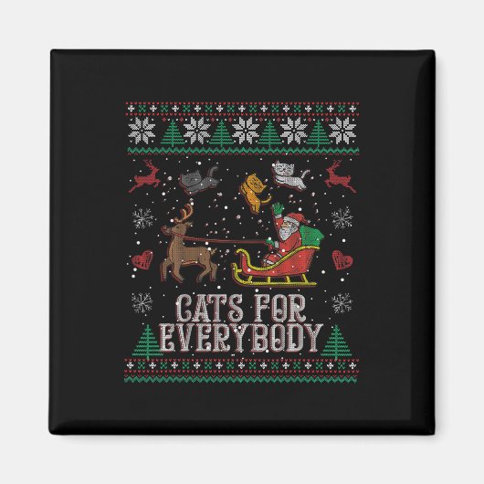 Katzen für alle Weihnachten Katze Funny Xmas Fraue Magnet (Vorne)