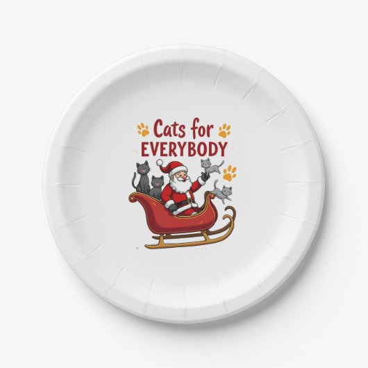 Katzen für alle Weihnachten Katze Funny Xmas Fraue Pappteller (Vorderseite)