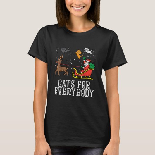Katzen für alle Weihnachten Katze Funny Xmas Fraue T-Shirt (Vorderseite)