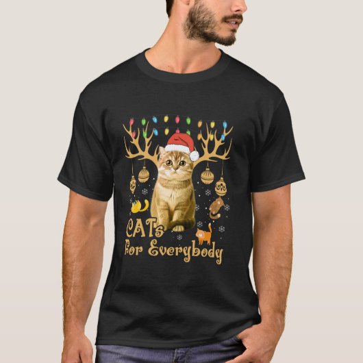 Katzen für alle Weihnachten Katze Funny Xmas Fraue T-Shirt (Vorderseite)