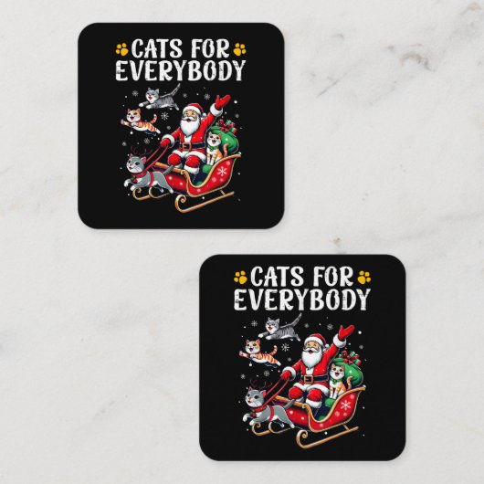 Katzen für alle Weihnachtskatzenfreunde Quadratische Visitenkarte (Vorne/Hinten)