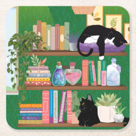 Katzen für Buchhandlungen Rechteckiger Pappuntersetzer