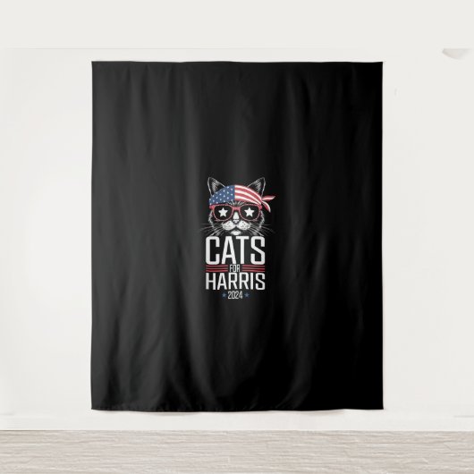 Katzen für Harris 2024 - Kamala Harris für Präside Wandteppich (Vorderseite)