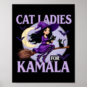 Katzen für Harris 2024 Spooky Halloween Hexen Kama Poster