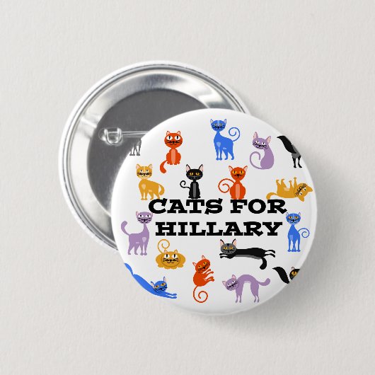 Katzen für Hillary-Kampagnen-Knopf Button (Vorne & Hinten)