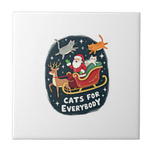 Katzen für jeden Weihnachten Katze Lustige Weihnac Fliese