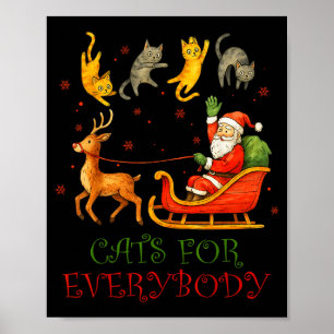 Katzen für jeden Weihnachten Lustige Katze Xmas Sa Poster