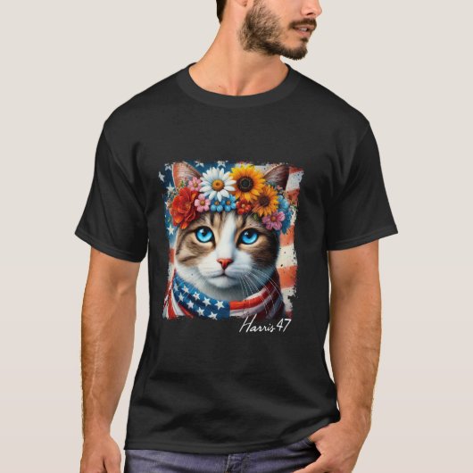 Katzen für Kamala Harris 2024 Präsident 47 T Shirt (Vorderseite)