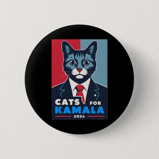 Katzen für Kamala Harris 2024 Präsident Button (Vorderseite)