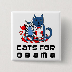 Katzen für Obama Button