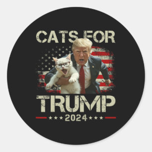 Katzen für Trump 2024 Lustig für Trump stimmen - K Runder Aufkleber