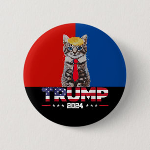 Katzen für Trump 2024   Vance Trump Red Blue Button