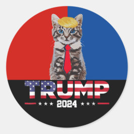 Katzen für Trump 2024 | Vance Trump Red Blue Runder Aufkleber