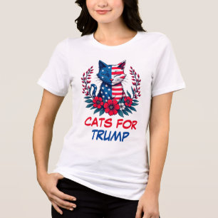 Katzen für Trump American Flag Red Blume Patriot Tri-Blend Shirt