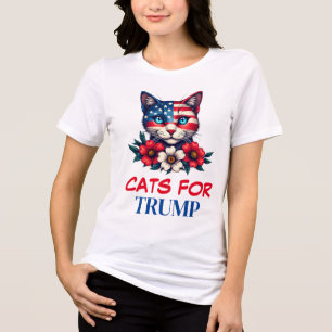 Katzen für Trump American Flag und Blume Patriot Tri-Blend Shirt