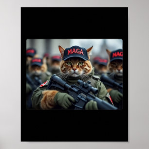 Katzen für Trump Mega Army American Flag Patriotic Poster