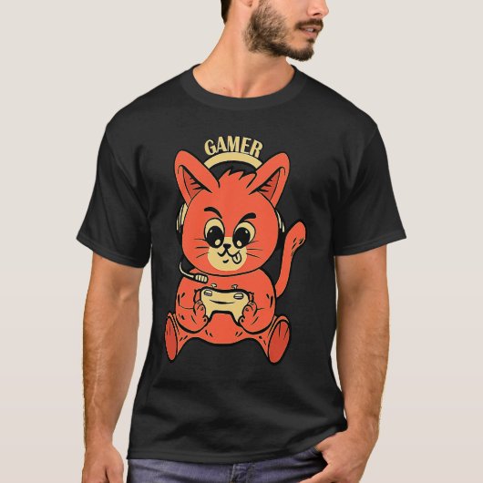 Katzen-Gamer-Computerspiele T-Shirt (Vorderseite)