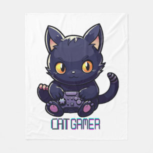 Katzen-Gamer Fleecedecke