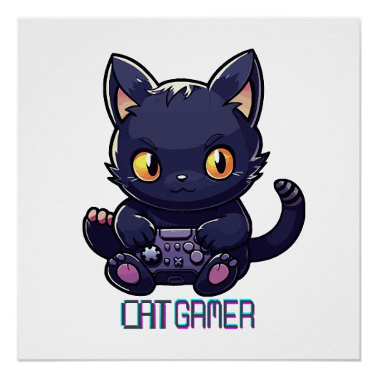 Katzen-Gamer Poster (Vorderseite)