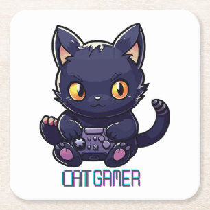 Katzen-Gamer Rechteckiger Pappuntersetzer