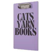 Katzen Garn Bücher Lila Hintergrund Geschenk Klemmbrett (Links)