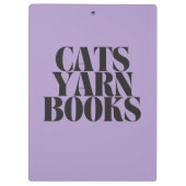Katzen Garn Bücher Lila Hintergrund Geschenk Klemmbrett (Rückseite)
