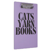 Katzen Garn Bücher Lila Hintergrund Geschenk Klemmbrett (Rechts)