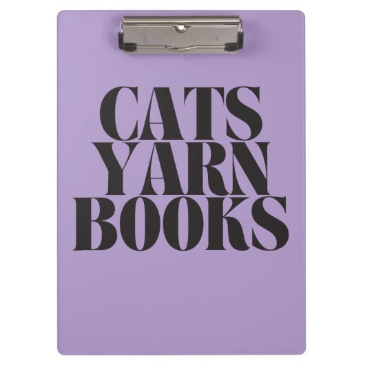 Katzen Garn Bücher Lila Hintergrund Geschenk Klemmbrett (Vorderseite)