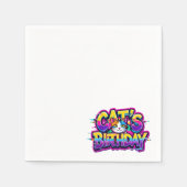 Katzen-Geburtstags-Regenbogen-Glitch Serviette (Vorderseite)