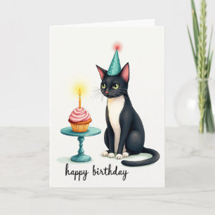 Katzen-Geburtstagscupcake-Karte Karte