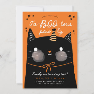 Katzen-Geburtstagseinladung, schwarze Katze Hallow Einladung