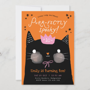 Katzen-Geburtstagsfeier-Einladung, Halloween-Party Einladung