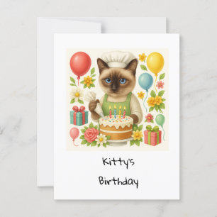Katzen-Geburtstagsfeier mit Torte  Postkarte